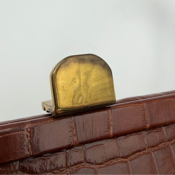 Vintage Lennox Bags Faux Crocodile Print Clasp Handbag 1950s 1960s - Picture 8 of 16